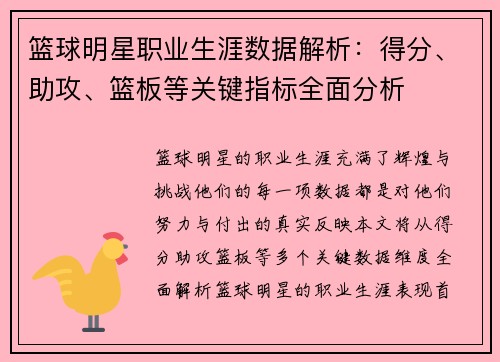 篮球明星职业生涯数据解析：得分、助攻、篮板等关键指标全面分析