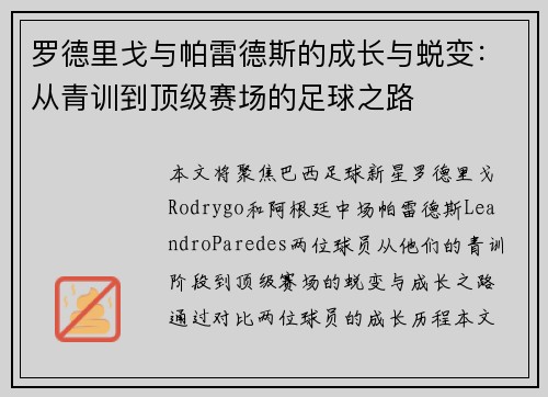 罗德里戈与帕雷德斯的成长与蜕变：从青训到顶级赛场的足球之路
